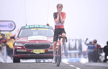 El ciclista del INEOS Grenadiers celebra emocionado su triunfo en la 14ª etapa.