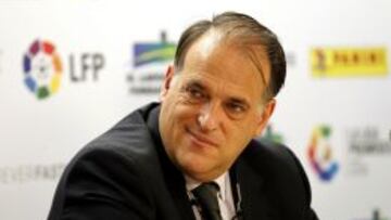 Javier Tebas, en la presentaci&oacute;n del Torneo Internacional la Liga Promises.