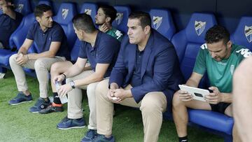 Sandoval en el banquillo en un encuentro frente al Málaga