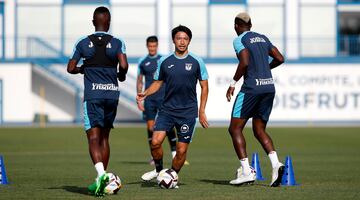 Gaku, en un entrenamiento con el Leganés