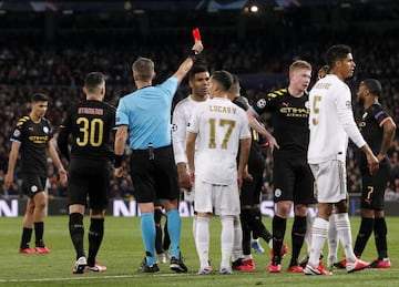 Sergio Ramos is sent off against Man City.