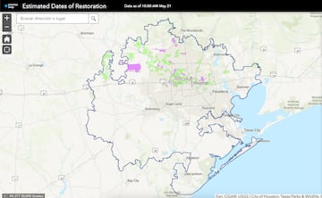 Mapa de reestablecimiento de energía en TX