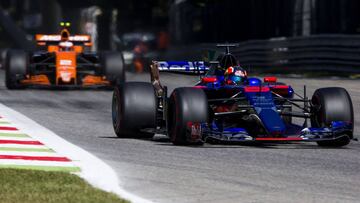 Daniil Kvyat delante de Stoffel Vandoorne en Monza.