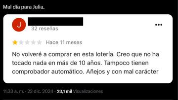 Se queja y el karma se la devuelve: no compró en la administración que ha dado El Gordo