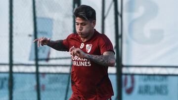 Jorge Carrascal durante un entrenamiento de River Plate.