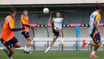 Mbappé, en el entrenamiento del Real Madrid.