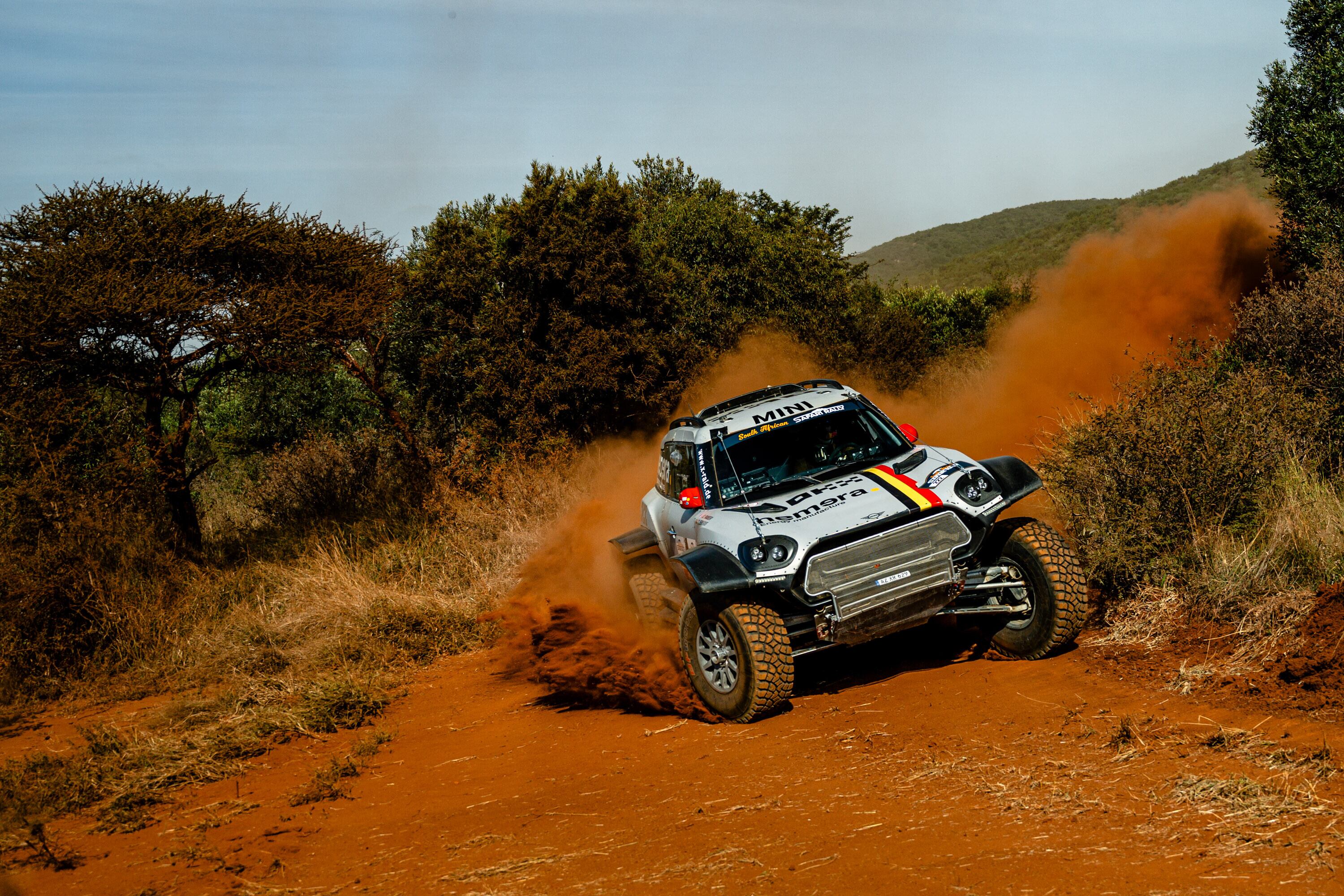 De Mevius con el Mini, durante la prólogo del Rally de Sudáfrica.