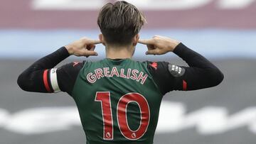 Soccer Football - Premier League - West Ham United v Aston Villa - London Stadium, London, Britain - July 26, 2020 Aston Villa's Jack Grealish celebrates scoring their first goal, as play resumes behind closed doors following the outbreak of the coro
