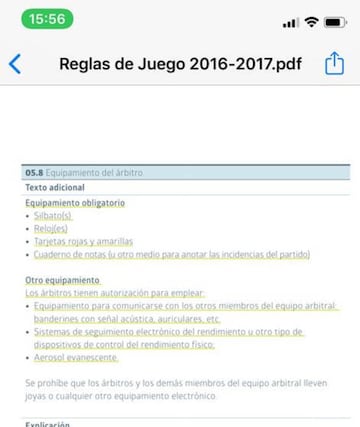 Las reglas de 2016-17 implantaron el uso del aerosol como complemento del árbitro.