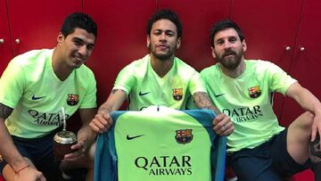 Neymar homenajeó a Messi imitando su celebración tras el gol en el Santiago Bernabéu.