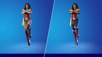 El skin Wonder Woman posee dos estilos: Wonder Woman, y Wonder Woman Blindada (New 52)