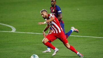 Carrasco, derribado por Semedo en la acción que valió el 2-2