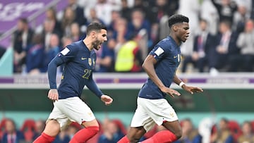 Tchouaméni and Hernández celebrate against England in the quater-finals.