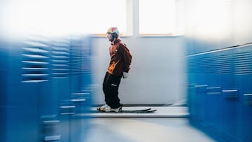 Matej Svancer skis indoor during skiing graduation project in Saalfelden, Salzburg, Austria on January 2, 2023. // Sam Strauss / Red Bull Content Pool // SI202303081031 // Usage for editorial use only //