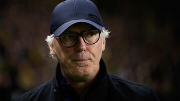 (FILES) Lyon's French head coach Laurent Blanc reacts during the French Cup semi-final football match FC Nantes vs Lyon at the Beaujoire stadium in Nantes, on April 5, 2023. (Photo by LOIC VENANCE / AFP)