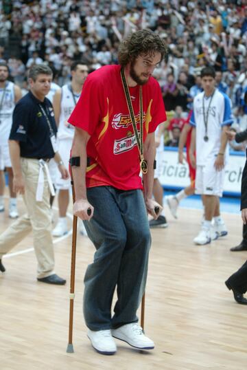 Gasol fue el alma de la selecci¨®n espa?ola en el Mundial de Jap¨®n 2006. Pese a no disputar la final, el combinado se proclam¨® campe¨®n.