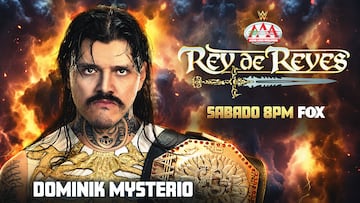 Este es el poster de Dominik Mysterio para Rey de Reyes de la Triple A donde expondrá su Megacampeonato ante el Hijo del Vikingo.