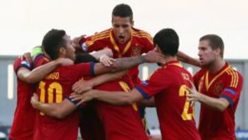 Los jugadores de la selección celebran uno de los goles conseguidos frente a Noruega.