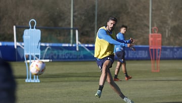 Quiles, en un entrenamiento del Deportivo.