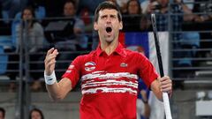 Tennis - ATP Cup - Ken Rosewall Arena, Sydney, Australia - January 13, 2020 Serbia's Novak Djokovic celebrates winning the ATP Cup after winning his Final doubles match against Spain's Pablo Carreno-Busta and Feliciano Lopez REUTERS/Ciro De Luca