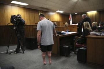 Sala del Tribunal Superior de Pretoria durante la tercera jornada de la vista que decidirá la pena de cárcel al exatleta hallado culpable del asesinato de su novia.