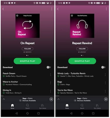Spotify estrena dos nuevas listas con las canciones que más escuchas