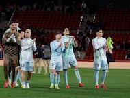 Alegría de los jugadores béticos en Mallorca.