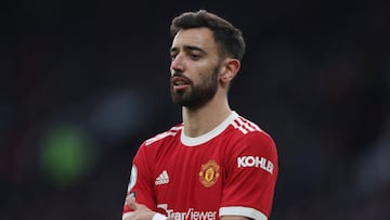 El jugador del Manchester United Bruno Fernandes durante el partido contra el Leicester City.