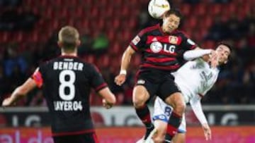 Chicharito hab&iacute;a anotado su primer gol con el Bayer Leverkusen en Champions League contra el BATE Borisov.