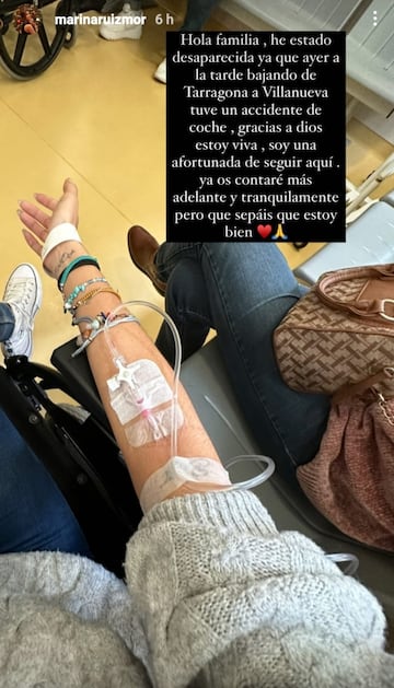 Ingresan a Marina Ruiz, de ‘Mujeres y Hombres y Viceversa’, tras un accidente de tráfico. INSTAGRAM.