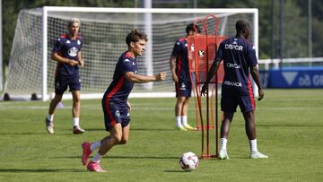 Petxarroman, en su primer entrenamiento con el Deportivo.