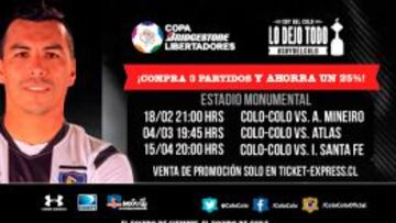 Los hinchas de Colo Colo pueden adquirir las entradas para la Copa Libertadores. 