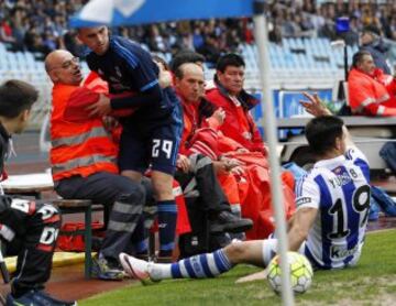 Borja Mayoral clatters into a steward