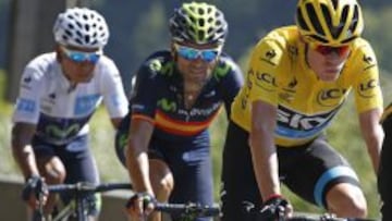 Froome, Valverde y Nairo durante la undécima etapa del Tour.