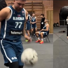 Luka Doncic muestra su gran habilidad para el fútbol