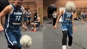 Luka Doncic muestra su gran habilidad para el fútbol