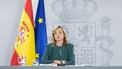 La portavoz del gobierno y ministra de Educación, Formación Profesional y Deporte, Pilar Alegría, ofrece una rueda de prensa posterior a la reunión del Consejo de Ministros, en el Palacio de la Moncloa, a 22 de noviembre de 2023, en Madrid (España). El Gobierno ha celebrado hoy el primer Consejo de Ministros de la legislatura, un día después de que los nuevos 22 ministros y ministras que componen el tercer Gobierno de Pedro Sánchez prometieran su cargo y recogieran sus respectivas carteras. La primera medida que ha aprobado el nuevo Gobierno ha sido la orden ministerial con la que arranca el mecanismo para la elaboración de los presupuestos del Estado del año que viene.
22 NOVIEMBRE 2023;MADRID;CONSEJO DE MINISTROS;XI LEGISLATURA
Eduardo Parra / Europa Press
22/11/2023