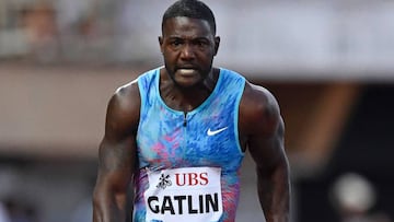 Justin Gatlin compite durante el mitin de la Diamond League en Lausana.