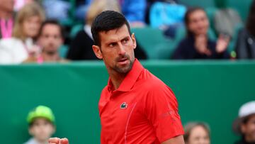 El tenista serbio Novak Djokovic, durante su partido ante Roman Safiullin en el Masters 1.000 de Montecarlo.