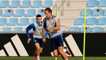 DOHA, QATAR - DECEMBER 7: Harry Kane of England during an England training session at Al Wakrah Stadium on December 7, 2022 in Doha, Qatar. (Photo by Jean Catuffe/Getty Images)