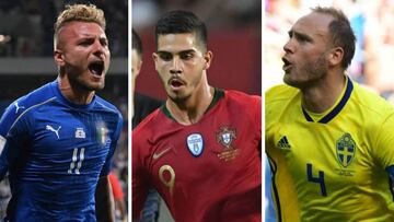 Ciro Immobile (Italia), André Silva (Portugal) y Andreas Granqvist (Suecia).