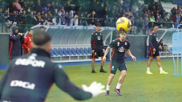 Soriano, en el entrenamiento del Depor de este domingo.