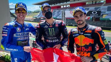 Rins, Quartararo y Oliveira en el podio de Mugello.