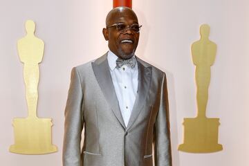 Samuel L. Jackson a su llegada a las alfombra champagne.