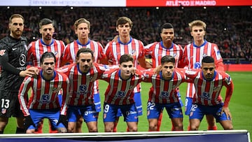 Alineación inicial del Atleti ante el Barça, en el Metropolitano.