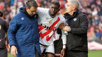 Nteka y Mumin, dos lesiones del Rayo en cinco minutos