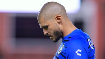 Gibrán Lajúd durante un partido con Santos Laguna en la Leagues Cup.