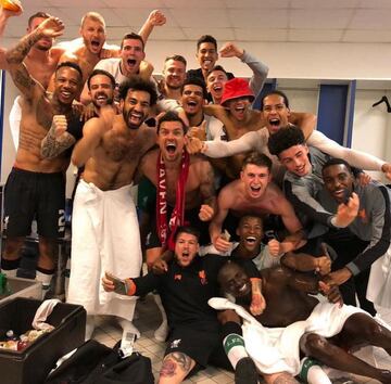 Los jugadores del Liverpool celebraron su pase a la final de la Champions.