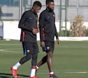 Umtiti vuelve a trabajar a medias con el resto del grupo