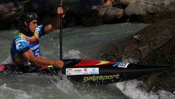 David Llorente, durante los Campeonatos del Mundo sub-23 de eslalon.
